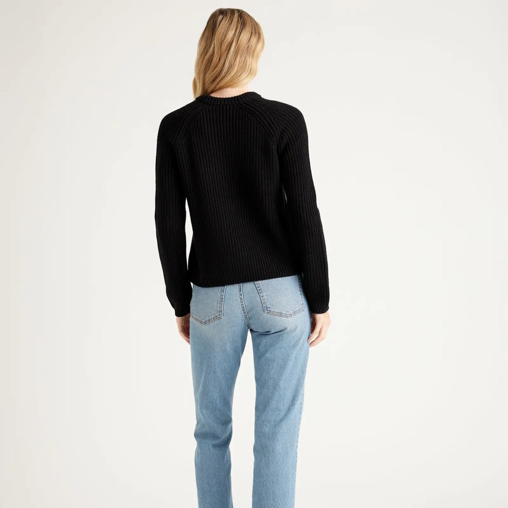 Quince 100% Organic Cotton Fisherman Crew Neck Black Sweater Size XL - Picture 5 of 14